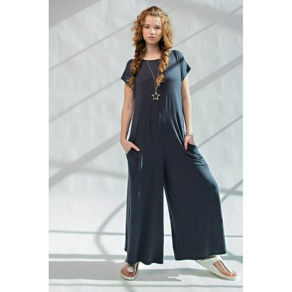 Kickstart My Heart Wide Leg Maxi Jumpsuit in Dark Navy - Picture 4 of 5